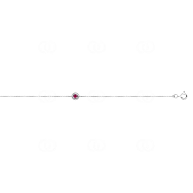 Armband 750/18 K Weissgold mit Rubin & Diamanten 0.04 ct - 4.7238.R1