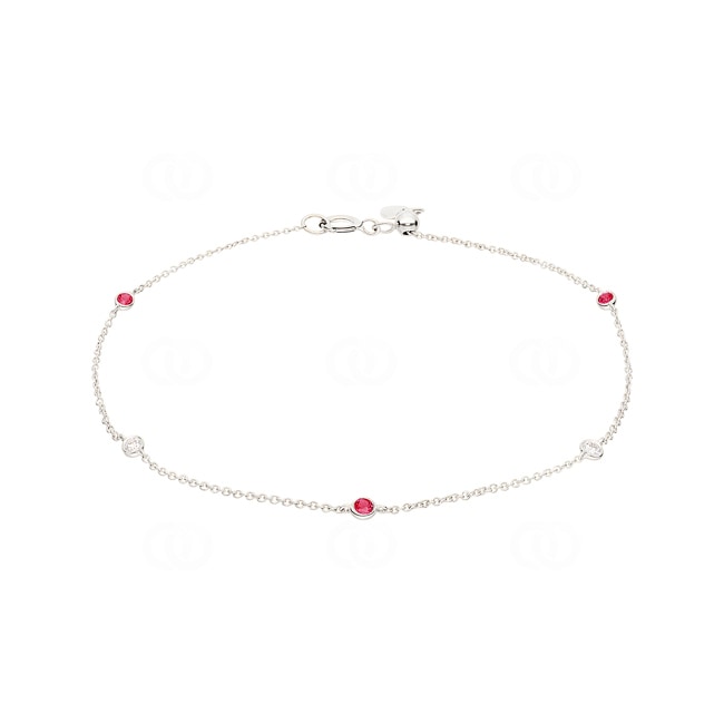 Bracelet or gris 750/18 ct avec rubis & diamants 0.06 ct H/si Bracelet or gris 750/18 ct avec rubis & diamants 0.06 ct H/si - AR-47455-RUB-WG