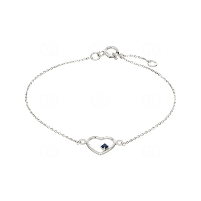 Bracelet 750/18 K White Gold with Sapphire, Heart - 4.7062.S1