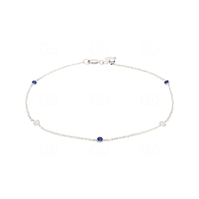Bracelet or gris 750/18 ct avec saphirs & diamants 0.06 ct H/si Bracelet or gris 750/18 ct avec saphirs & diamants 0.06 ct H/si - AR-47455-SAF-WG