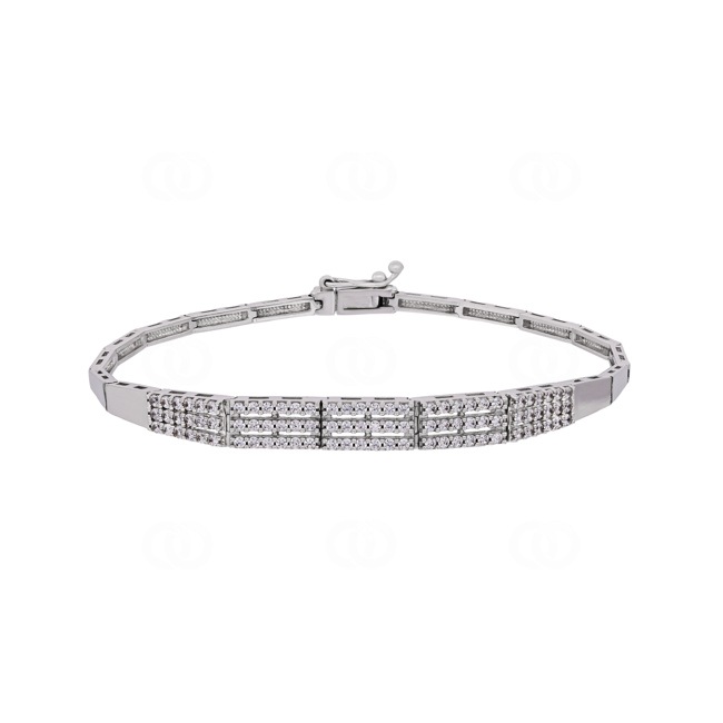Bracelet or gris 750/18 ct avec zircones - ARM013G