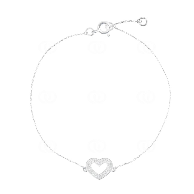 Armband 750/18 K Weissgold mit Zirkonia - Herz - 4.041.Z1-18