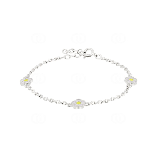 Bracelet 925 Silver rhodium-plated Flowers 14cm - 301658B