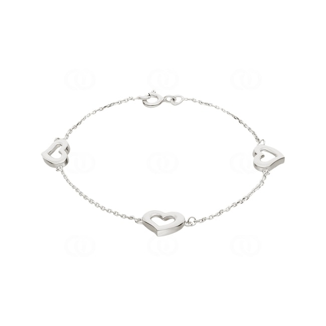 Bracelet argent 925 rhodié Cœurs 18cm - 303631