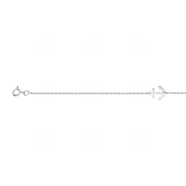 Bracelet Argent 925 rhodié 19cm, Ancre - 333286