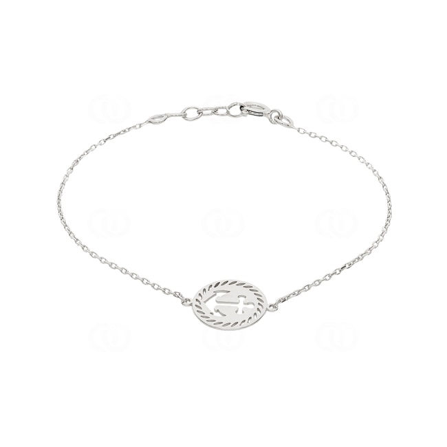 Bracelet Argent 925 rhodié 19cm, Ancre - 333284