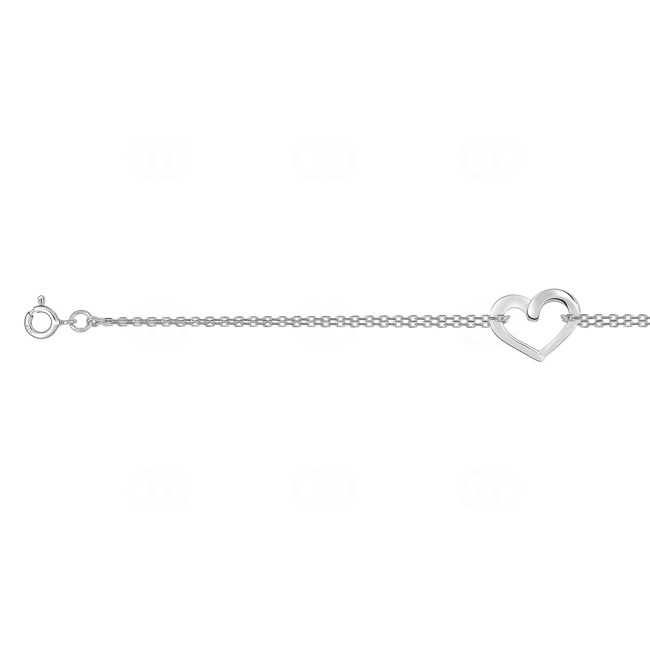Armband 925 Silber rhodiniert Herz 19cm - AABR8518