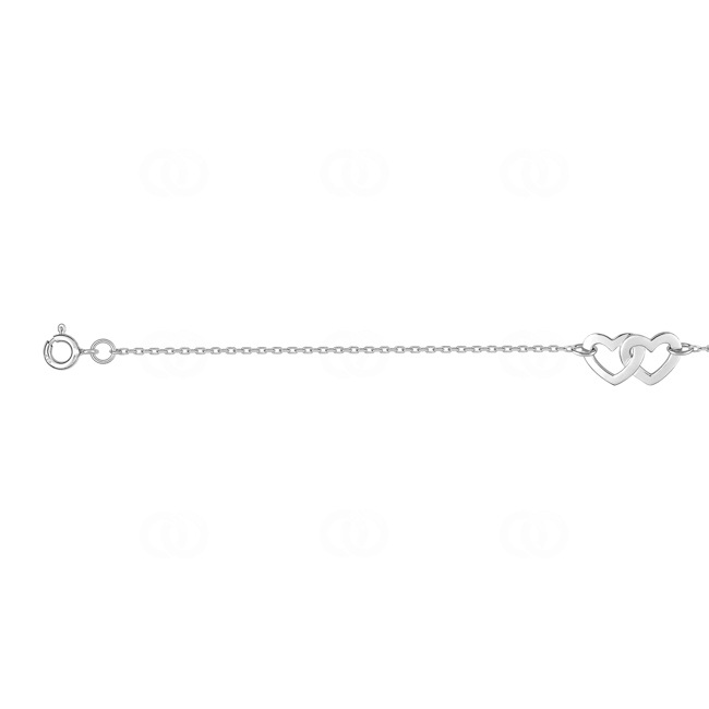 Armband 925 Silber rhodiniert 19cm, Herzen - AABP8919