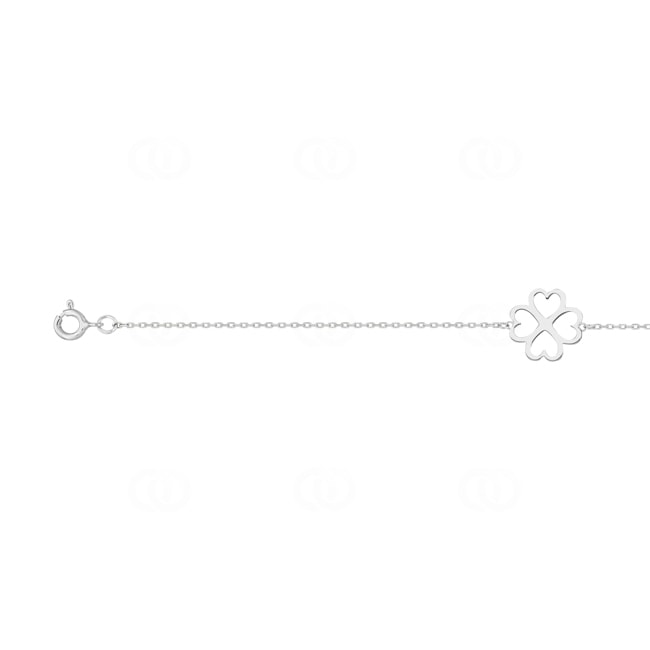 Bracelet argent 925 rhodié Trèfle 19cm - 333161