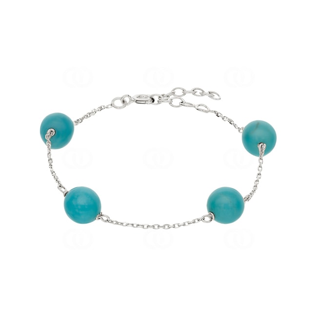 Bracelet 925 Silver rhodium-plated with Turquoise 19cm - 333198