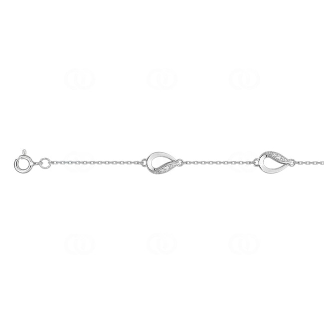 Armband 925 Silber rhodiniert mit Zirkonia 18cm - ASBV25Z18