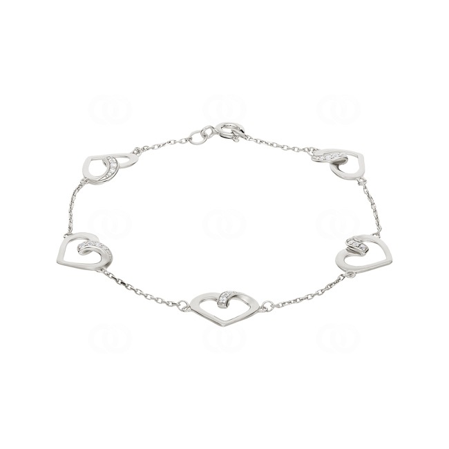 Bracelet argent 925 rhodié Cœur avec zirconia 18cm - ASBM40Z18