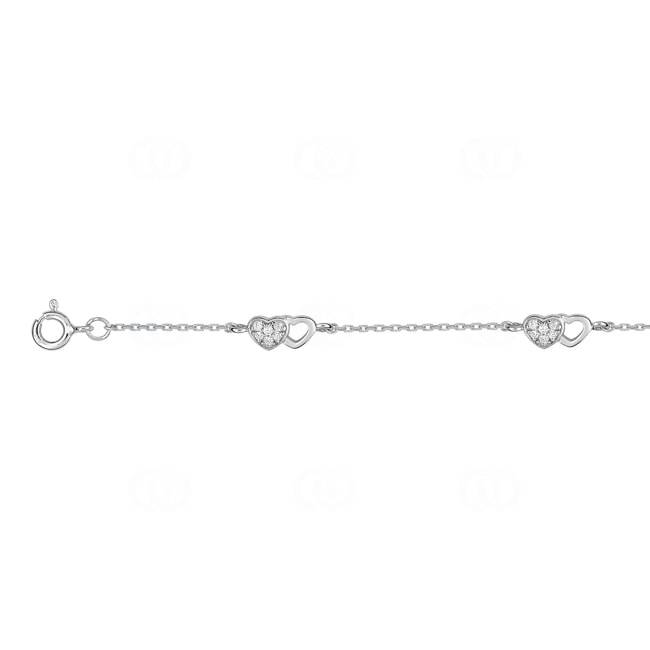 Bracelet argent 925 rhodié Cœur avec zirconia 18cm - ASBS57Z18