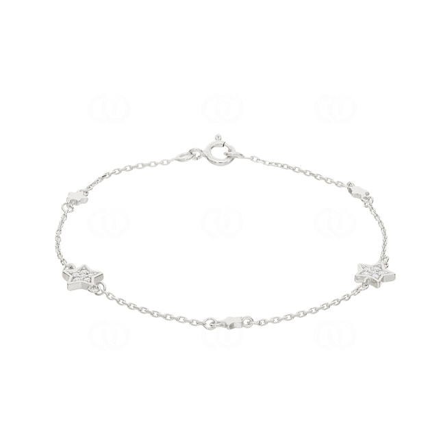 Bracelet argent 925 rhodié Étoiles avec zirconia 18cm - ASBT68Z18