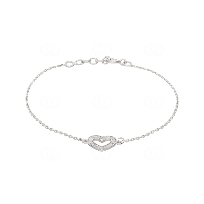 Armband 925 Silber rhodiniert Herz mit Zirkonia 19cm - 333064.1
