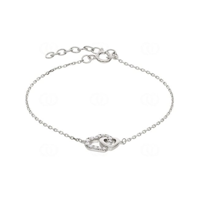 Bracelet 925 Silver rhodium-plated Heart with Cubic Zirconia 19cm - ASBS16Z18