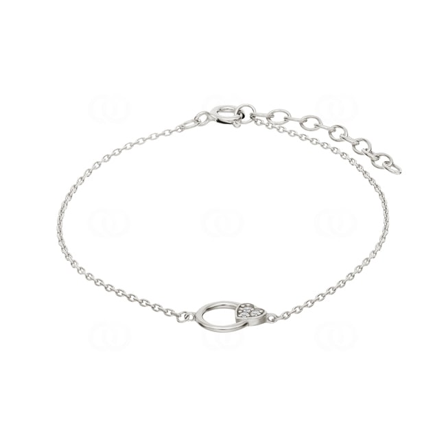 Armband 925 Silber rhodiniert Herz mit Zirkonia 19cm - ASBZ59Z18