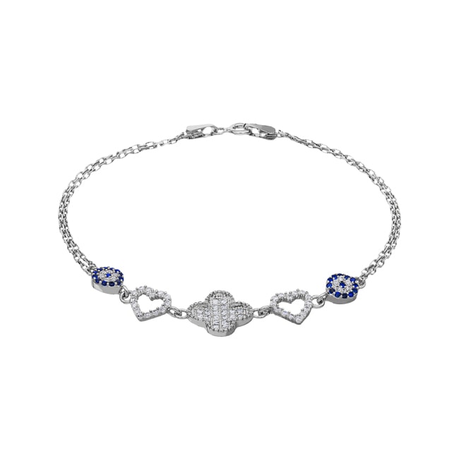 Bracelet 925 Silver rhodium-plated with Cubic Zirconia Bracelet 925 Silver rhodium-plated with Cubic Zirconia - AB925024