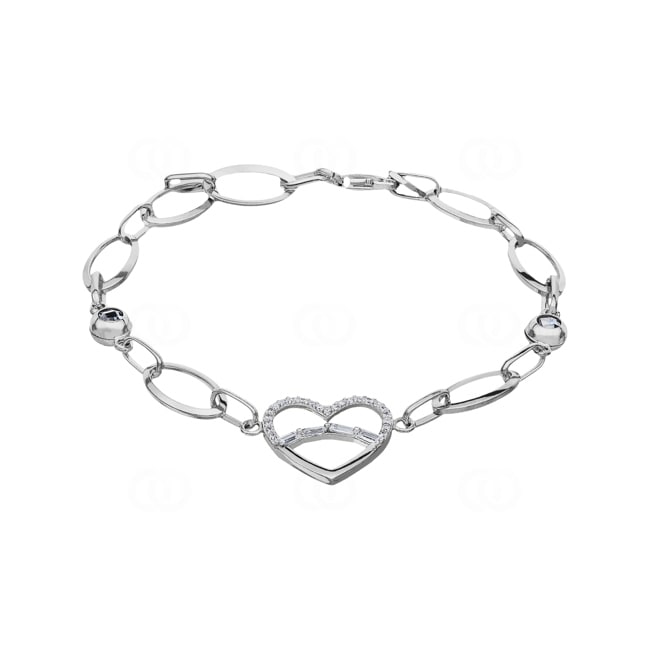 Armband 925 Silber rhodiniert Herz mit Zirkonia - AB925026