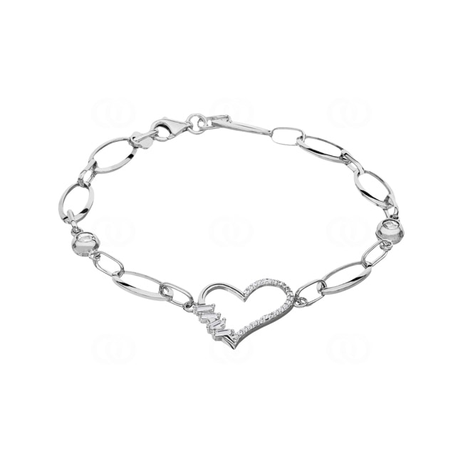 Armband 925 Silber rhodiniert Herz mit Zirkonia - AB925032