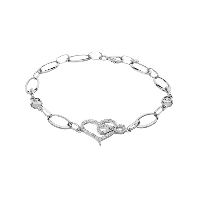Bracelet 925 Silver rhodium-plated Heart & Infinity with Cubic Zirconia - AB925028