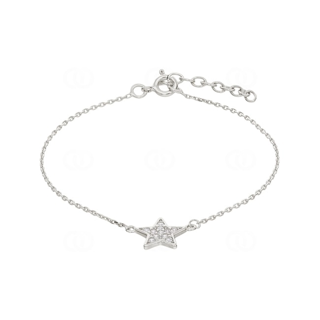 Armband 925 Silber rhodiniert Stern mit Zirkonia pavé 19cm - 301113B.1