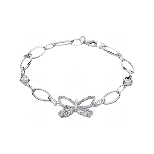Bracelet 925 Silver rhodium-plated Butterfly with Cubic Zirconia - AB925021
