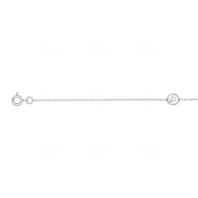 Bracelet Argent 925 rhodié avec zircone solitaire 19cm - 333133.1