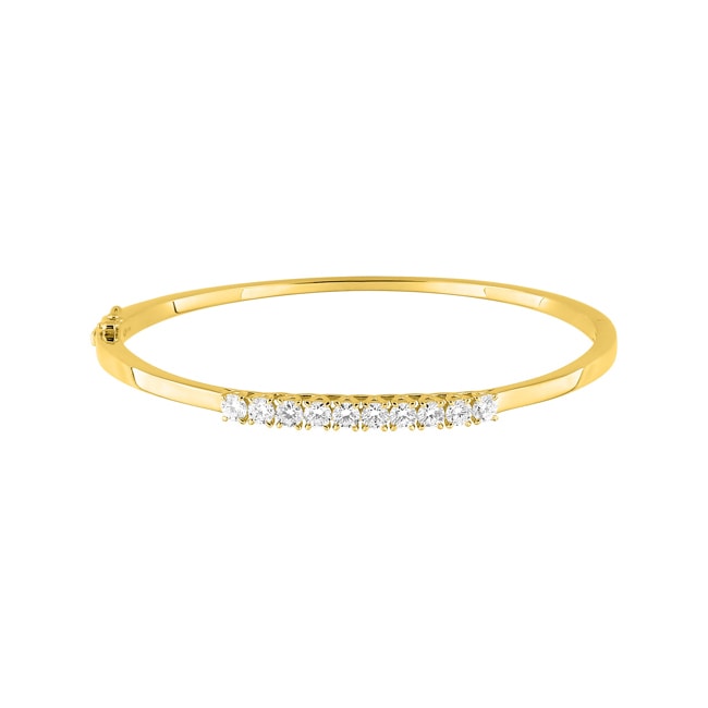 Bracelet jonc or jaune 375/9 ct avec diamants de laboratoire 1.00 ct - 9KLGD018Y