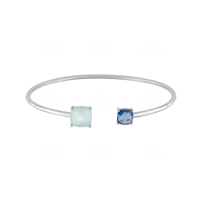 Armreif 750/18 K Weissgold mit Blautopas & Chalcedon - S35.73204