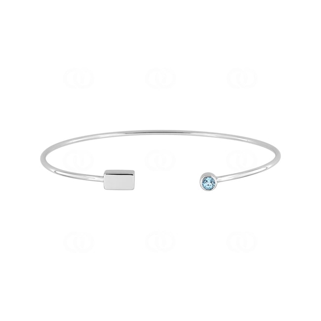 Bracelet jonc or gris 750/18 ct avec topaze bleue ronde - J60012.T1