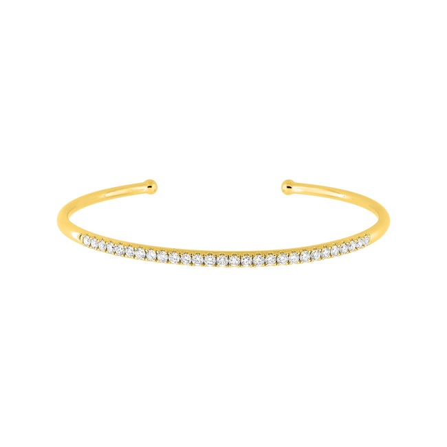 Bracelet jonc ouvert or jaune 375/9 ct avec diamants de laboratoire 0.87 ct - 9KLGD019Y