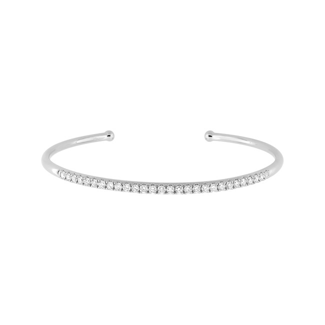 Bracelet jonc ouvert or gris 375/9 ct avec diamants de laboratoire 0.87 ct - 9KLGD019W