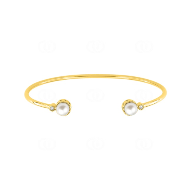 Armreif offen 750/18 K Gelbgold mit Süsswasserzuchtperle & Diamanten 0.03 ct - 6.027.P0