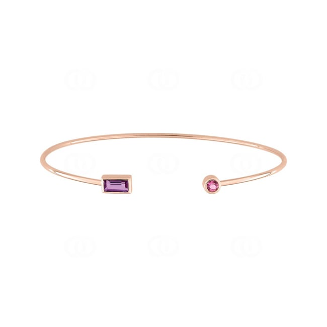 Bangle open 750/18 K Rose Gold with Amethyst & pink Tourmaline - J60006.B4