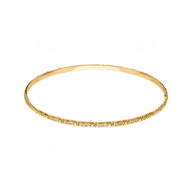 Bracelet Jonc ronde or jaune 750/18 ct gravé 3.2mm - 388