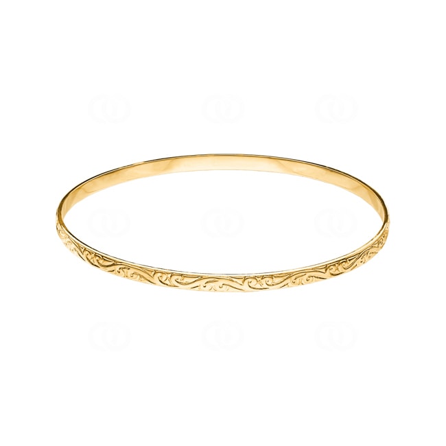 Armreif rund 750/18 K Gelbgold verziert 4mm - 367