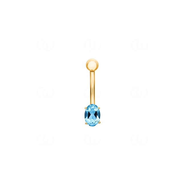 Navel Piercing 750/18 K Yellow Gold with Blue Topaz - 766101TO
