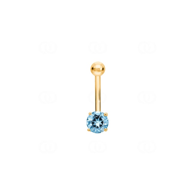 Navel Piercing 750/18 K Yellow Gold with Blue Topaz - 766121TOGG
