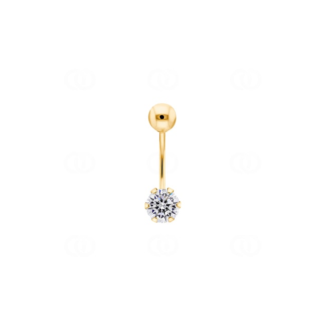 Navel Piercing 750/18 K Yellow Gold with Cubic Zirconia 6 Prongs Navel Piercing 750/18 K Yellow Gold with Cubic Zirconia 6 Prongs - 8903Z