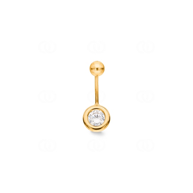 Bauchpiercing 750/18 K Gelbgold mit Zirkonia Ø 9mm - 8902Z