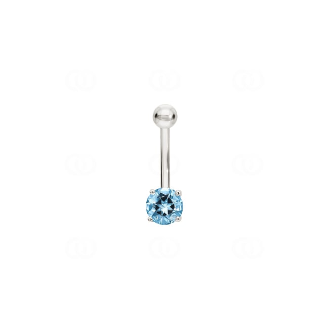 Bauchpiercing 750/18 K Weissgold mit Blautopas rund - 766121TOWG