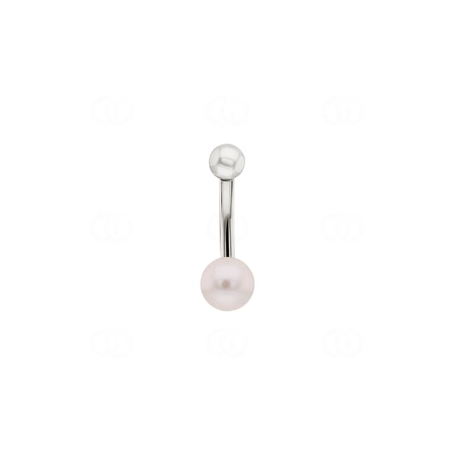 Navel Piercing 750/18 K White Gold with Freshwater Pearl - 767011PW