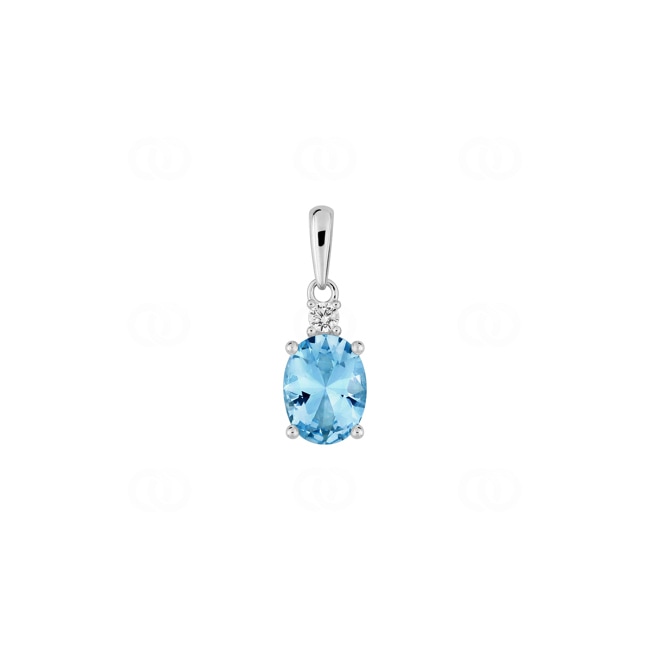 Blautopas Anhänger 750/18 K Weissgold mit Zirkonia - 3.7571.T1