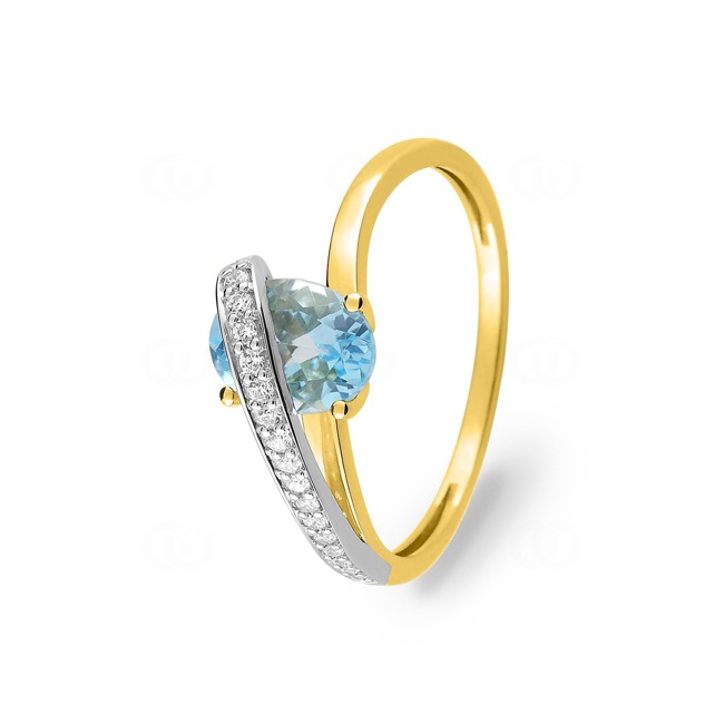 Blautopas Ring 375/9 K Gelbgold mit Zirkonia - 09FF53BTZ