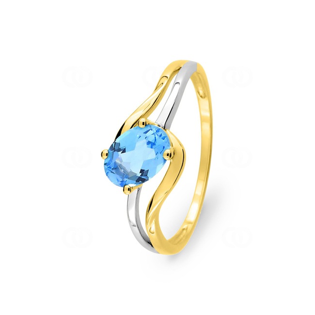 Blautopas Ring 375/9 K Gelbgold rhodiniert - 193007.T3