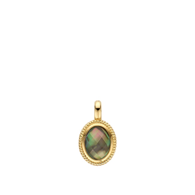 Blush Anhänger 14k Gelbgold mit schwarzem Perlmutt mit Bergkristall - 6097YBQ