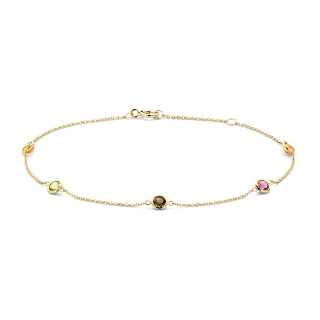Blush 14ct Gold Citrine and Smoky Quartz Charm Bracelet - 2266YFC