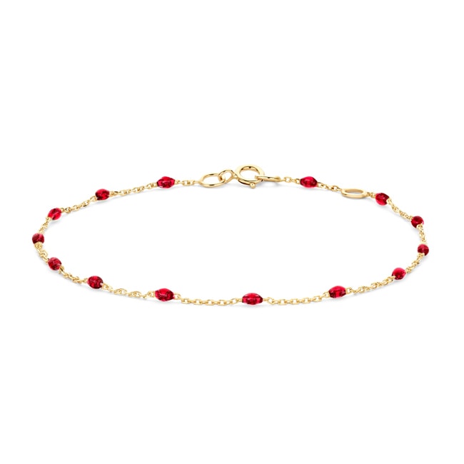 Blush 14ct Gold Red Resin Stone Station Bracelet - 2226YRR