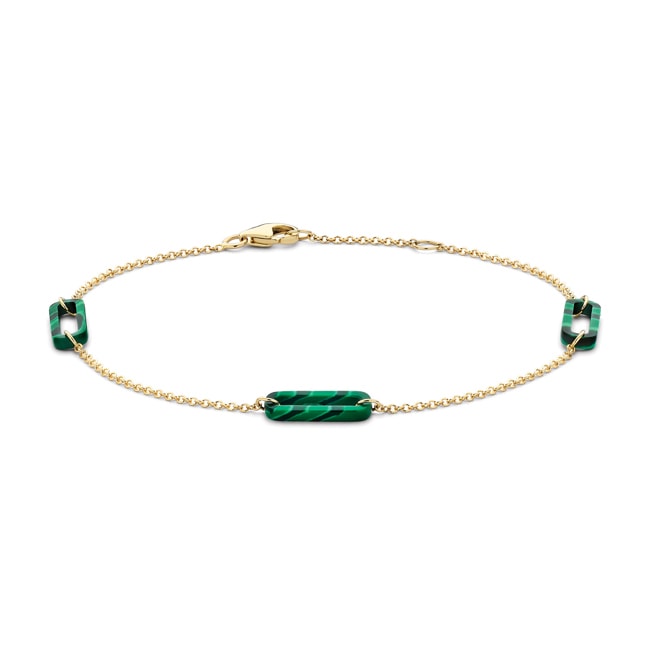 Blush 14ct Gold Malachite Paper Clip Bracelet - 2267YMA